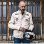 veste holyfreedom quattro evolution blanc cuir moto vintage patchs 5