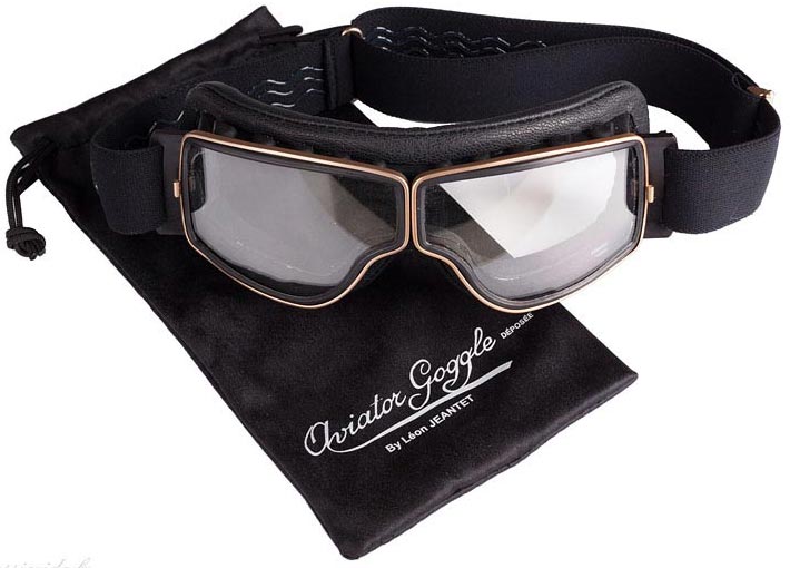 lunettes aviator goggle t2 dore noir masque moto vintage jeantet