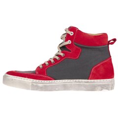 Baskets femme Helstons Maya toile Armalith cuir rouge gris