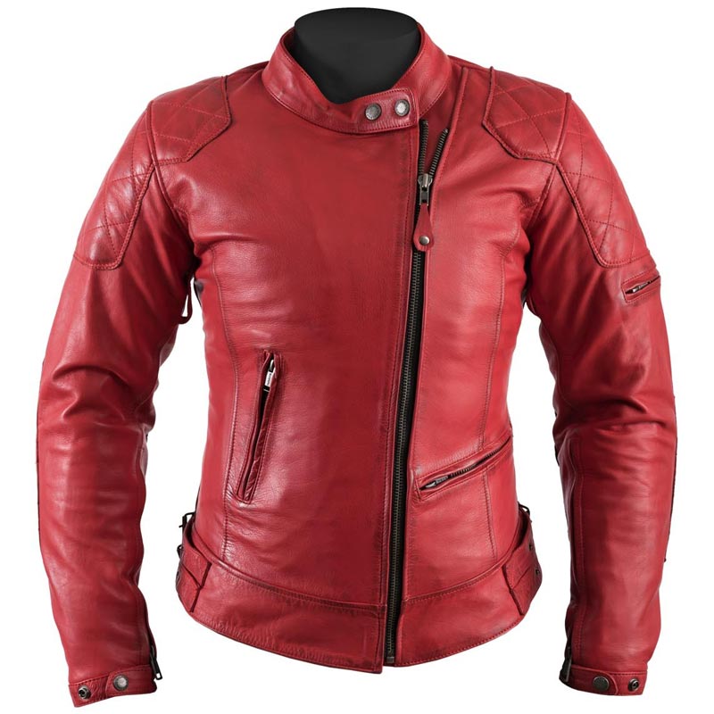 XXXL Veste Homme Cuir Moto Vintage Rouge