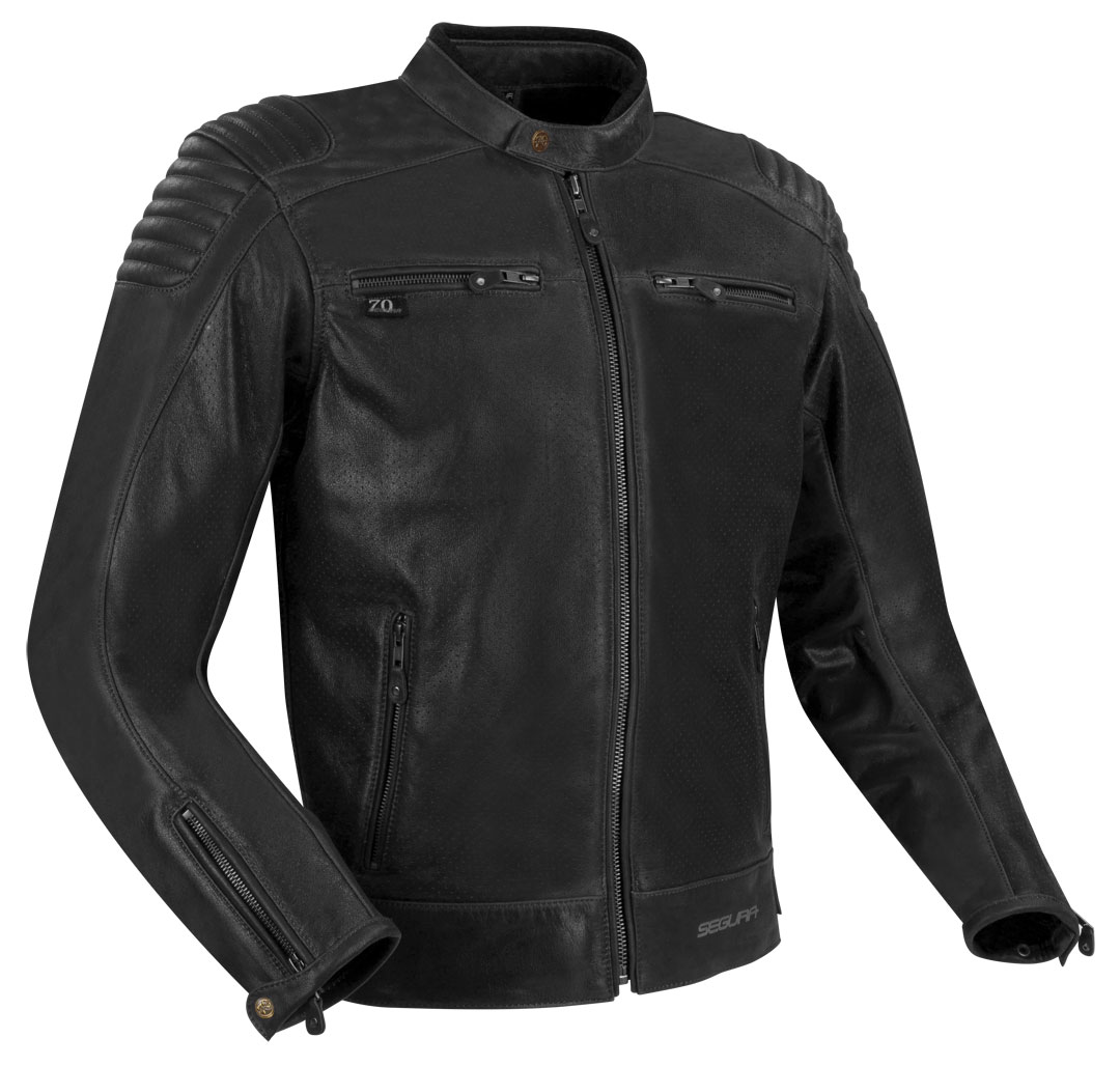 blouson segura express cuir noir perfore ete moto vintage biker
