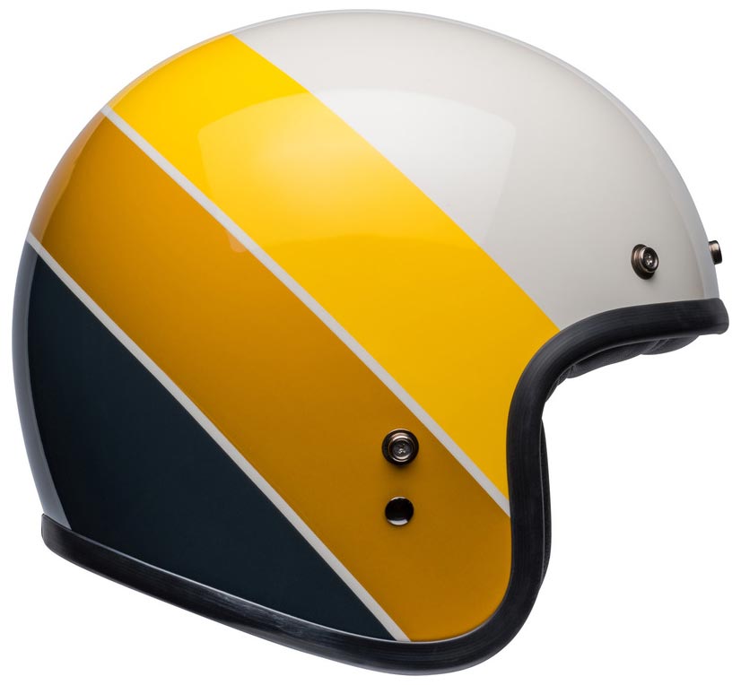 casque bell custom 500 riff gloss sand yellow jet moto vintage jaune