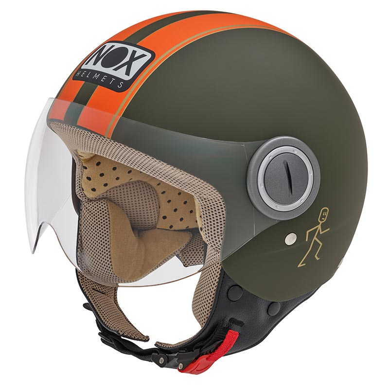 casque nox n210 kaki mat orange casque moto scooter femme vespa jet visiere