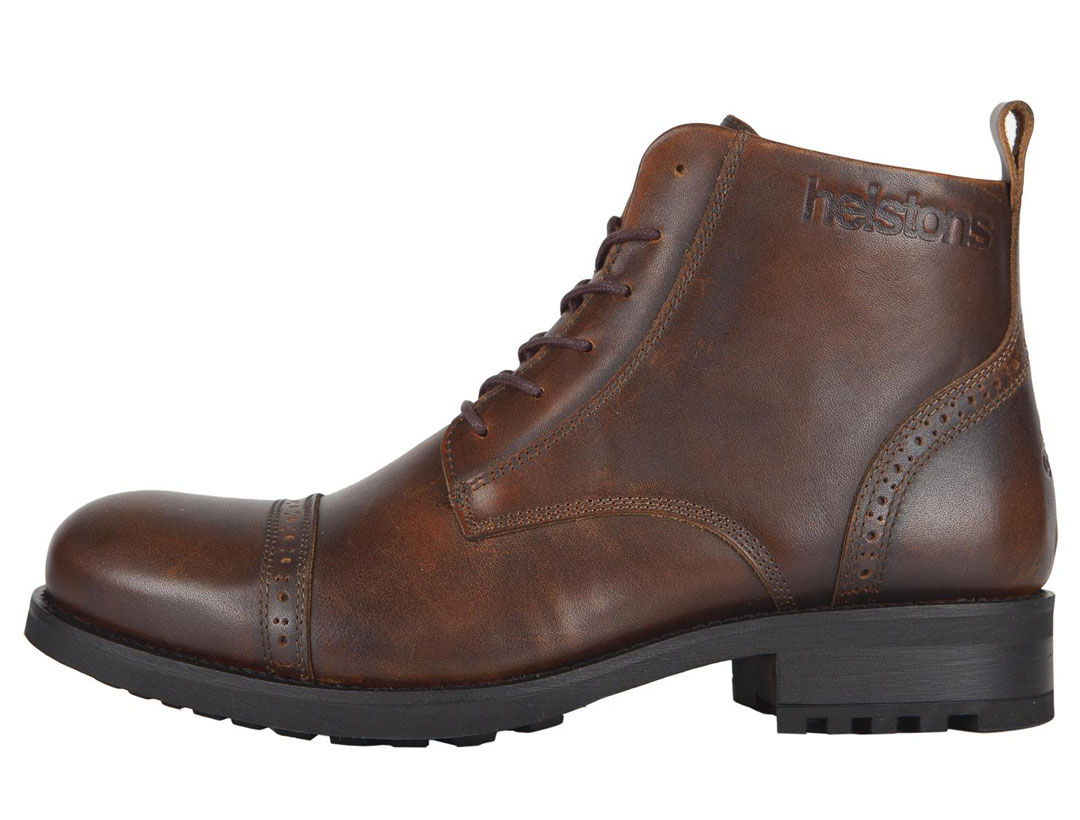 chaussures helstons rogue marron bottines moto cuir vintage homme