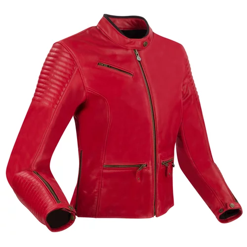 blouson femme segura lady curve rouge cuir moto vintage