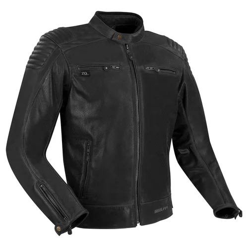 blouson segura express cuir noir perfore ete moto vintage biker
