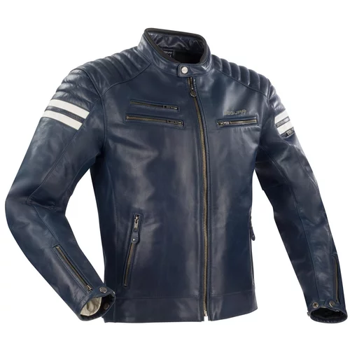 blouson segura funky bleu navy white cuir moto vintage homme
