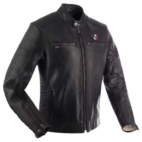 blouson segura riverton noir french flag homme cuir moto vintage biker scb1720