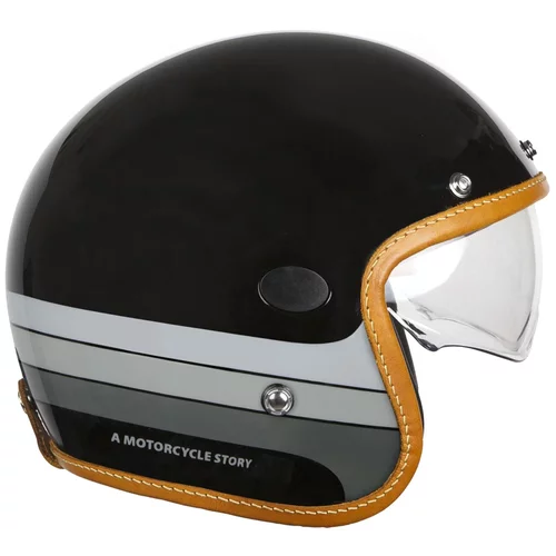 casque helstons mora helmet carbone noir jet moto vintage visiere