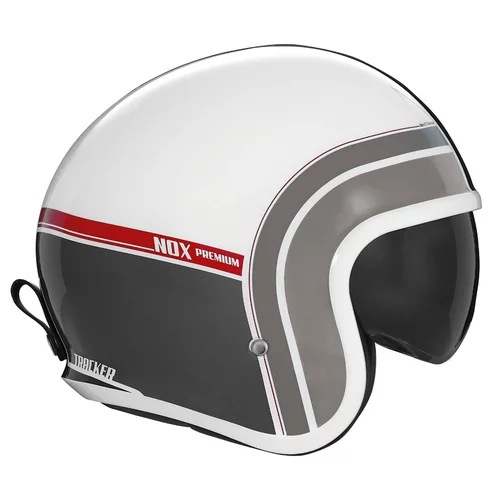 casque nox premium next tracker blanc rouge jet moto vintage