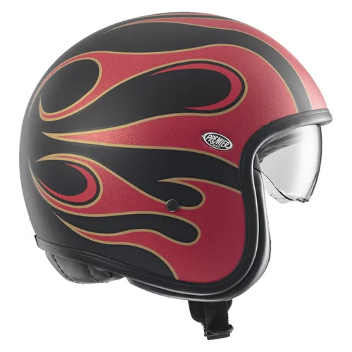 casque premier vintage fr 2 bm jet biker harley flammes rouge noir