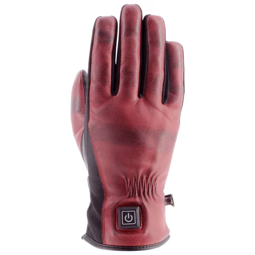 gants femme chauffants helstons nelly heating hiver cuir rouge noir moto