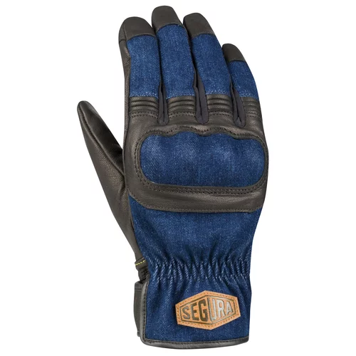 gants segura hunky gloves cuir noir denim bleu moto homme sge1202
