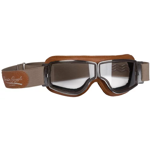 lunettes moto vintage aviator goggle t2 cuir marron camel chrome jeantet