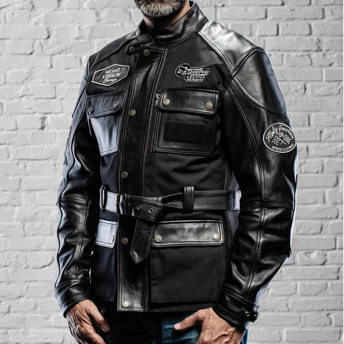 veste holyfreedom quattro tl noir cuir tissu moto vintage etanche