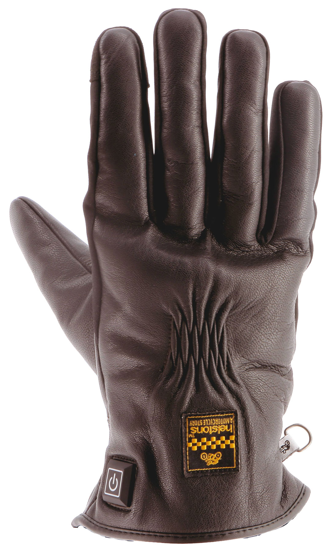 gants chauffants helstons benson heating hiver cuir marron moto vintage