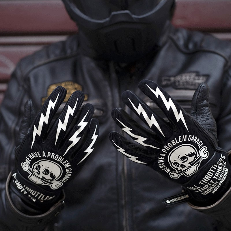 Gants Holyfreedom Tools, gant moto tête de mort, Harley, biker