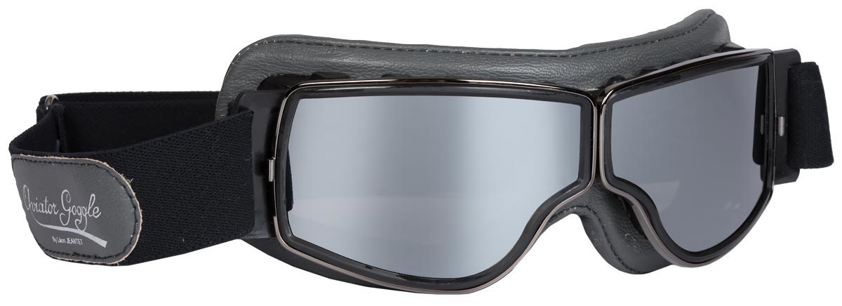 lunettes moto vintage aviator goggle t2 gris miroir argent
