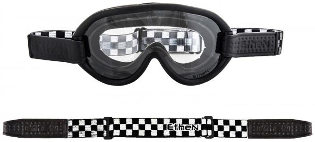 masque ethen scrambler 7 photochromique moto vintage damier noir blanc
