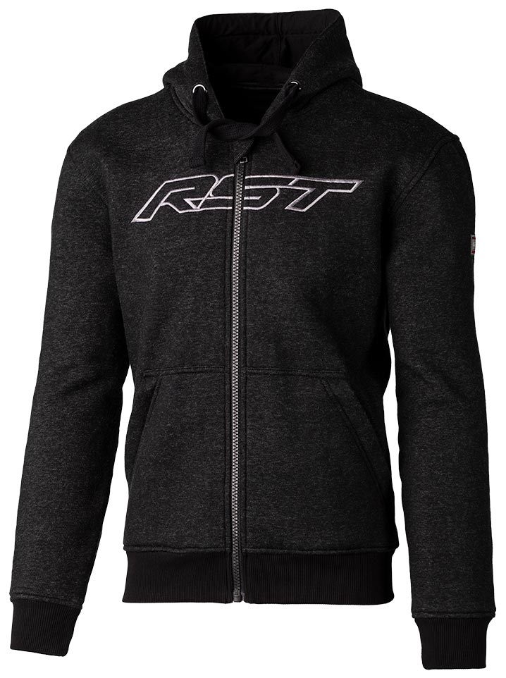 Sweat RST x Kevlar Zip Through Logo noir, Sweat moto homme