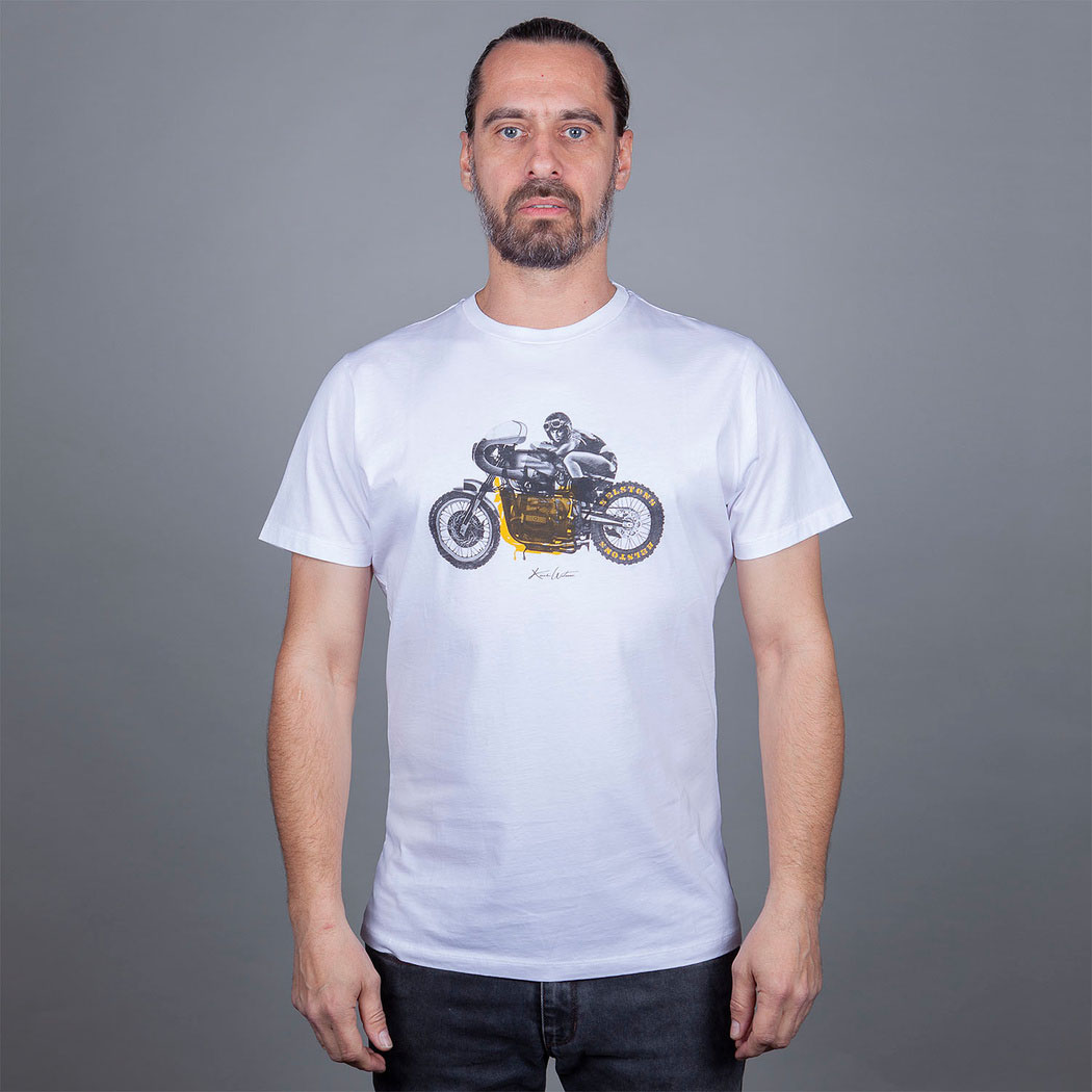Tee shirt Helstons BM blanc, Tee shirt moto vintage homme