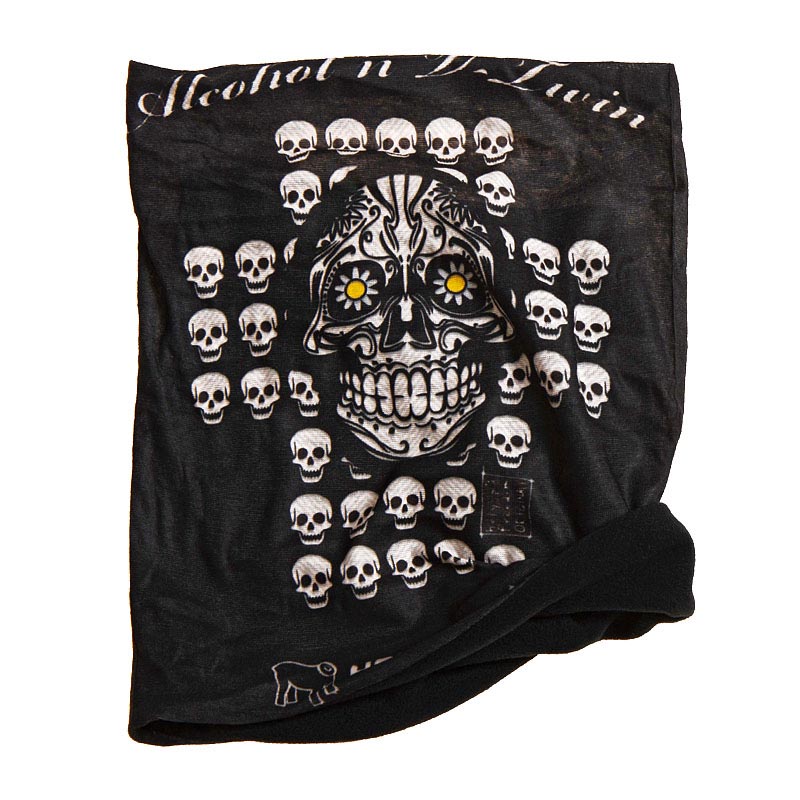 Foulard noir motif têtes de mort - Moto-Custom-Biker