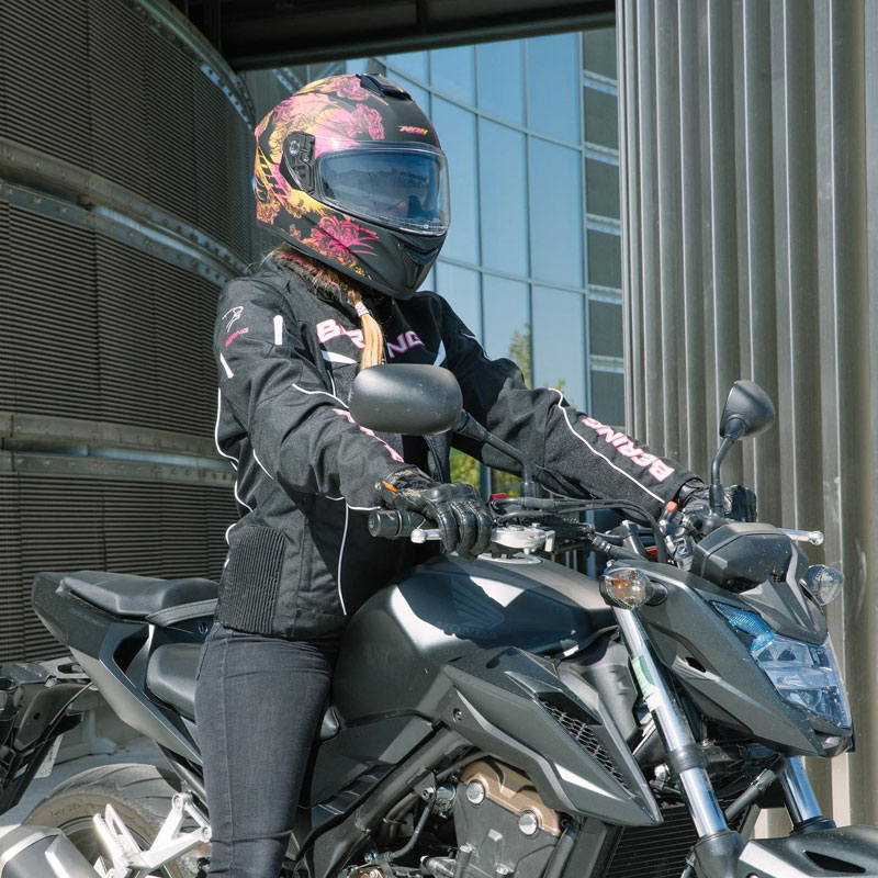 casque moto femme integral noir mat rose homologue ece